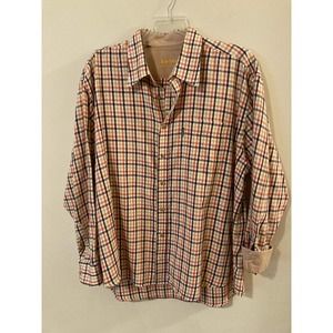 Barbour Men’s XXL Plaid The Country Shirt Orange Yellow Flip Cuff